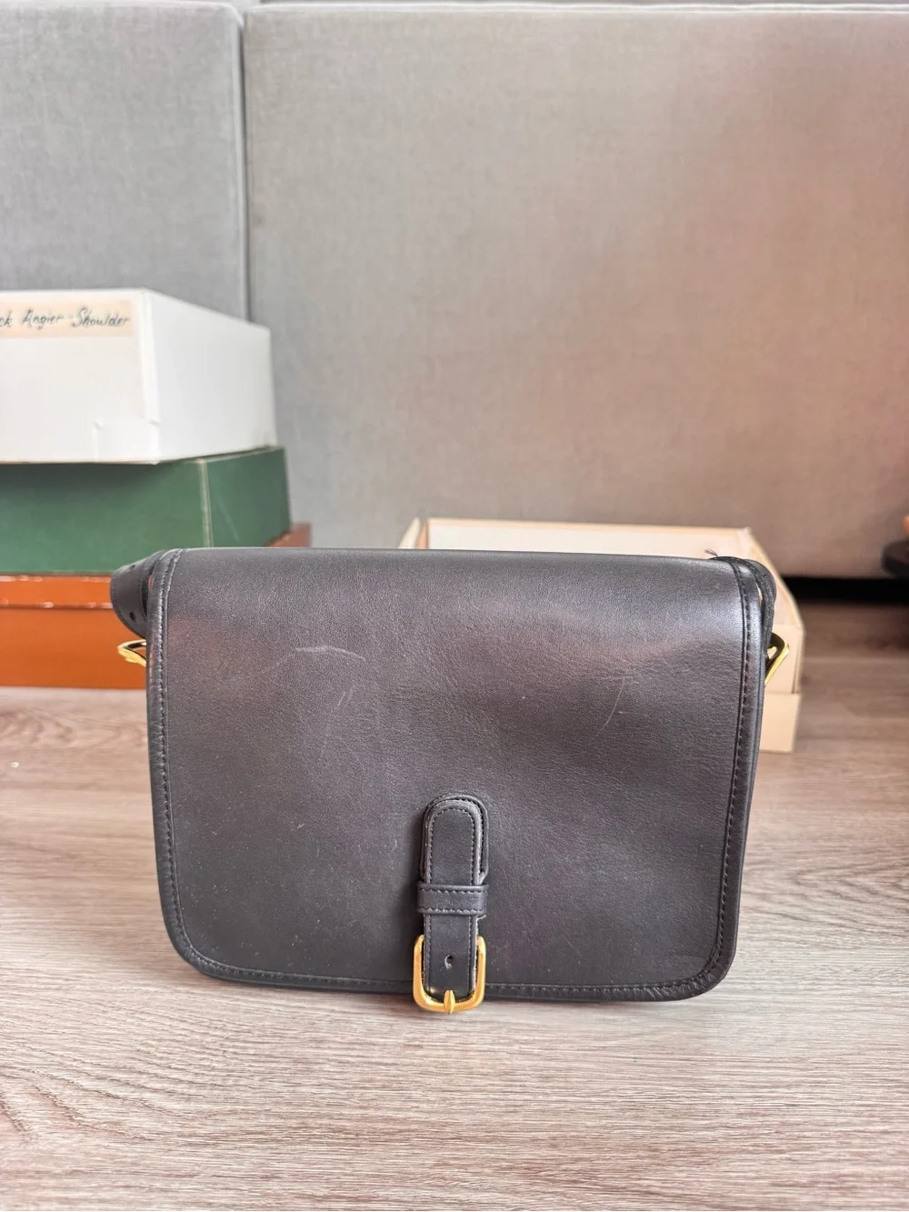 Coach Leather Satchel with Gold Buckle